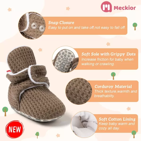 Meckior Newborn Infant Baby Girls Boys Warm Fleece Winter Booties First Walkers Slippers ShoesA14Khaki
