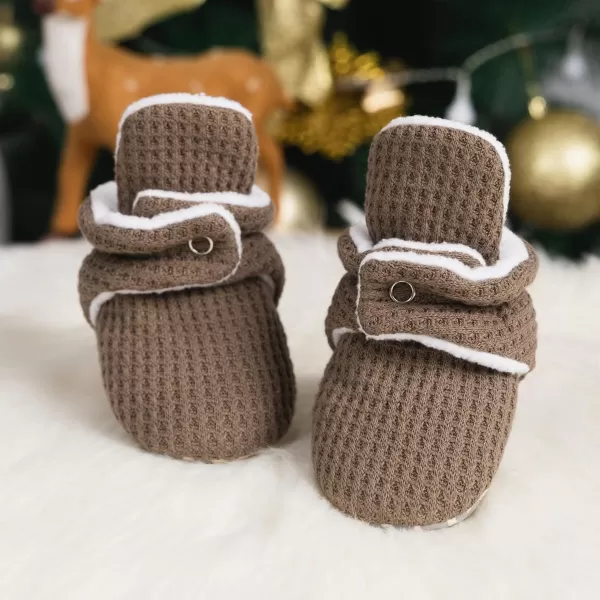Meckior Newborn Infant Baby Girls Boys Warm Fleece Winter Booties First Walkers Slippers ShoesA14Khaki