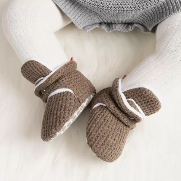 Meckior Newborn Infant Baby Girls Boys Warm Fleece Winter Booties First Walkers Slippers ShoesA14Khaki