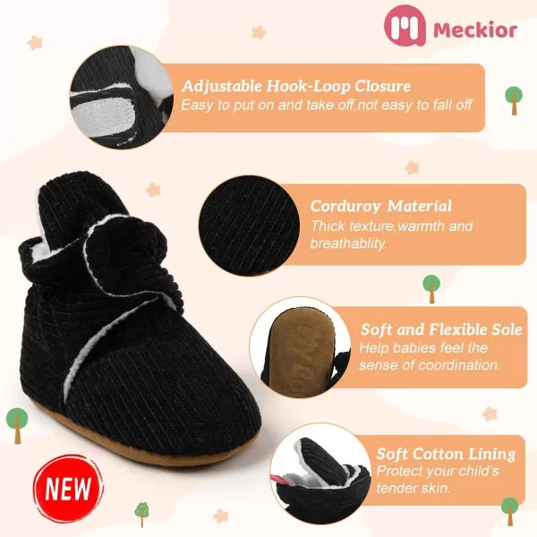 Meckior Newborn Infant Baby Girls Boys Warm Fleece Winter Booties First Walkers Slippers ShoesA16Black