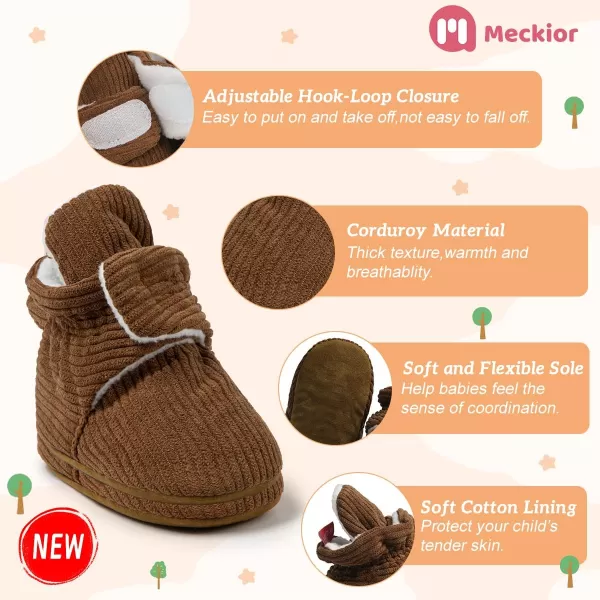 Meckior Newborn Infant Baby Girls Boys Warm Fleece Winter Booties First Walkers Slippers ShoesA16Brown