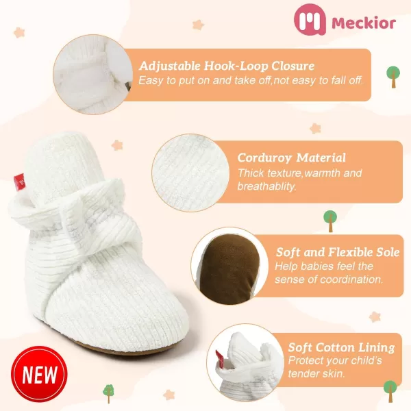 Meckior Newborn Infant Baby Girls Boys Warm Fleece Winter Booties First Walkers Slippers ShoesA16White