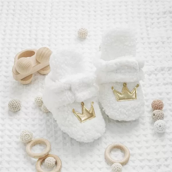 Meckior Newborn Infant Baby Girls Boys Warm Fleece Winter Booties First Walkers Slippers ShoesA20White