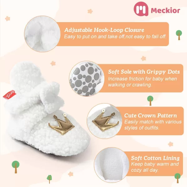 Meckior Newborn Infant Baby Girls Boys Warm Fleece Winter Booties First Walkers Slippers ShoesA20White