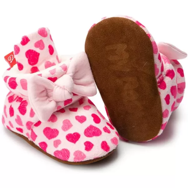 Meckior Newborn Infant Baby Girls Boys Warm Fleece Winter Booties First Walkers Slippers ShoesA30Pink Heart