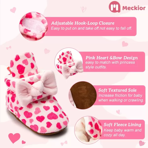 Meckior Newborn Infant Baby Girls Boys Warm Fleece Winter Booties First Walkers Slippers ShoesA30Pink Heart