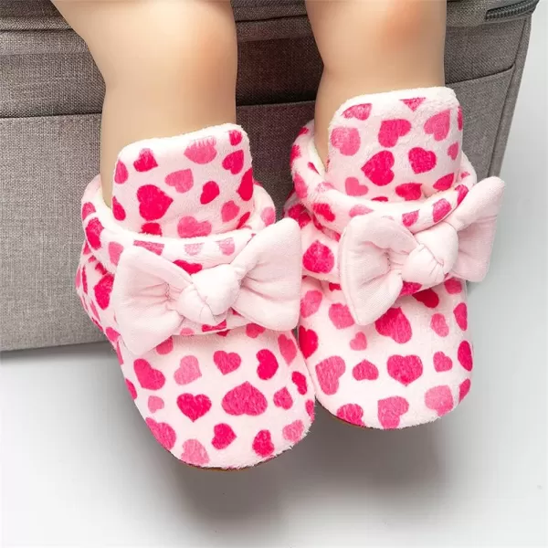 Meckior Newborn Infant Baby Girls Boys Warm Fleece Winter Booties First Walkers Slippers ShoesA30Pink Heart