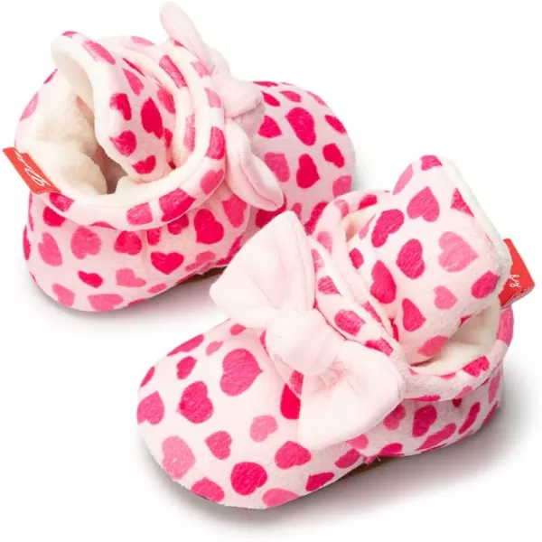 Meckior Newborn Infant Baby Girls Boys Warm Fleece Winter Booties First Walkers Slippers ShoesA30Pink Heart