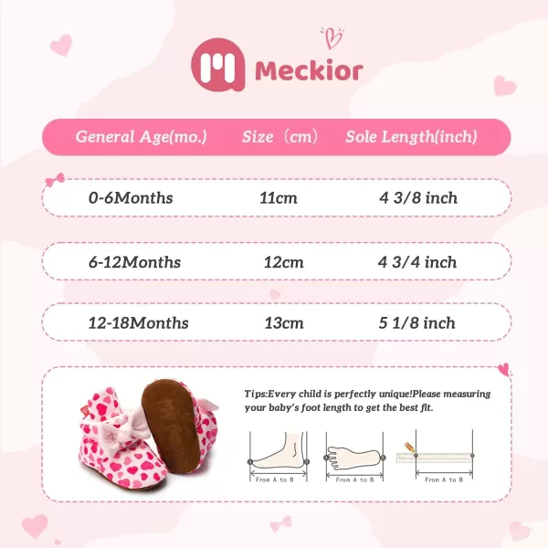 Meckior Newborn Infant Baby Girls Boys Warm Fleece Winter Booties First Walkers Slippers ShoesA30Pink Heart