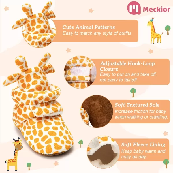 Meckior Newborn Infant Baby Girls Boys Warm Fleece Winter Booties First Walkers Slippers ShoesAGiraffe