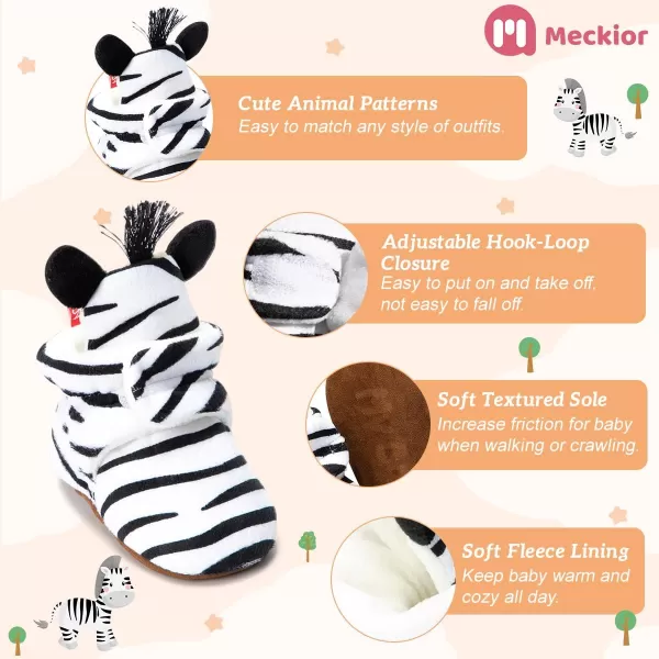 Meckior Newborn Infant Baby Girls Boys Warm Fleece Winter Booties First Walkers Slippers ShoesAZebra