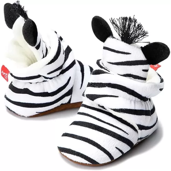 Meckior Newborn Infant Baby Girls Boys Warm Fleece Winter Booties First Walkers Slippers ShoesAZebra