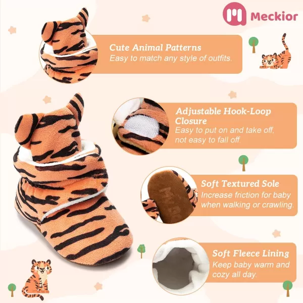 Meckior Newborn Infant Baby Girls Boys Warm Fleece Winter Booties First Walkers Slippers ShoesAtiger