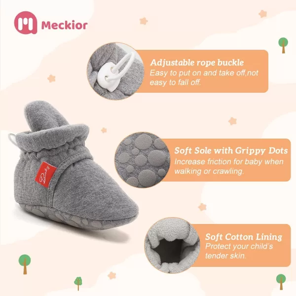 Meckior Newborn Infant Baby Girls Boys Warm Fleece Winter Booties First Walkers Slippers ShoesB10Gray