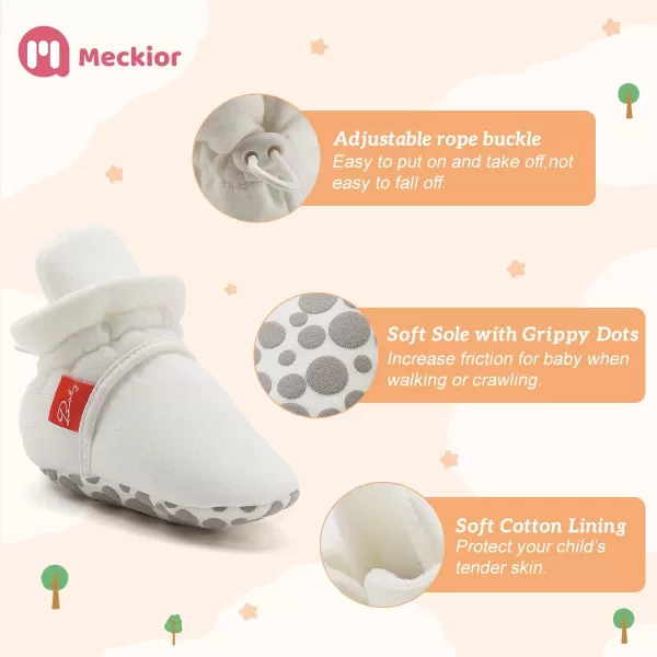 Meckior Newborn Infant Baby Girls Boys Warm Fleece Winter Booties First Walkers Slippers ShoesB10White