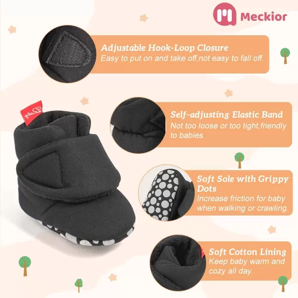 Meckior Newborn Infant Baby Girls Boys Warm Fleece Winter Booties First Walkers Slippers ShoesB20Black