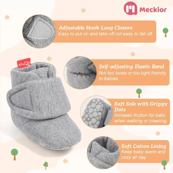 Meckior Newborn Infant Baby Girls Boys Warm Fleece Winter Booties First Walkers Slippers ShoesB20Gray
