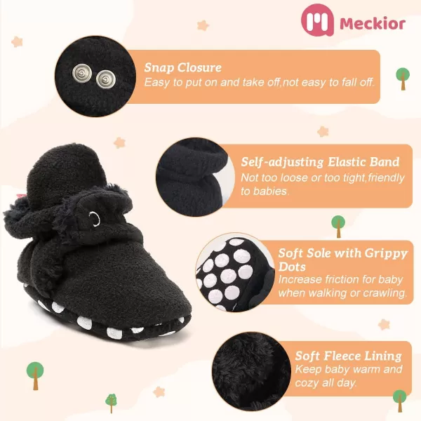Meckior Newborn Infant Baby Girls Boys Warm Fleece Winter Booties First Walkers Slippers ShoesC10Black