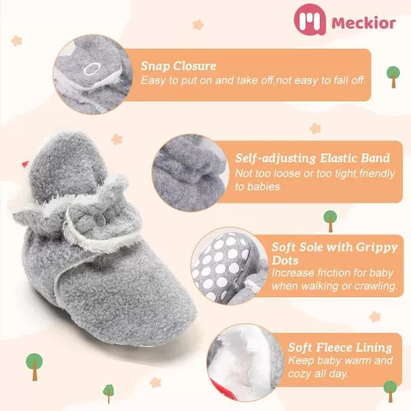 Meckior Newborn Infant Baby Girls Boys Warm Fleece Winter Booties First Walkers Slippers ShoesC10Little Grey