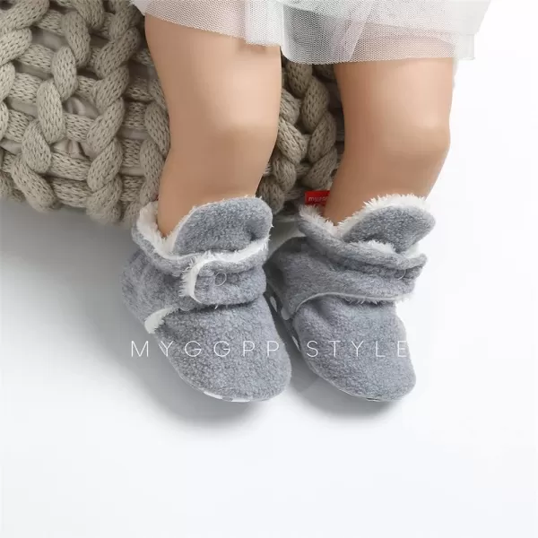 Meckior Newborn Infant Baby Girls Boys Warm Fleece Winter Booties First Walkers Slippers ShoesC10Little Grey