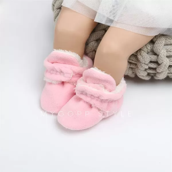 Meckior Newborn Infant Baby Girls Boys Warm Fleece Winter Booties First Walkers Slippers ShoesC10Pink White