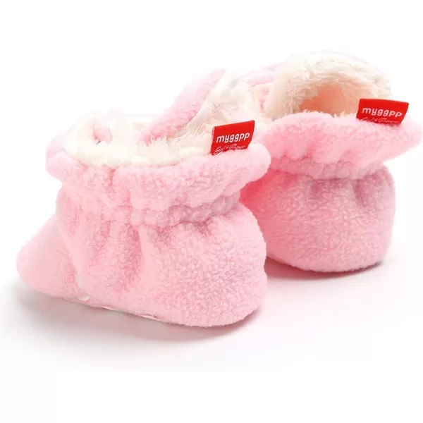 Meckior Newborn Infant Baby Girls Boys Warm Fleece Winter Booties First Walkers Slippers ShoesC10Pink White