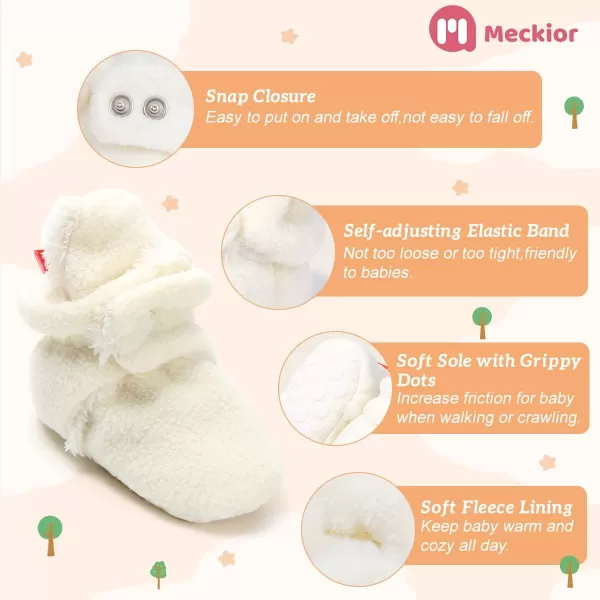 Meckior Newborn Infant Baby Girls Boys Warm Fleece Winter Booties First Walkers Slippers ShoesC10White