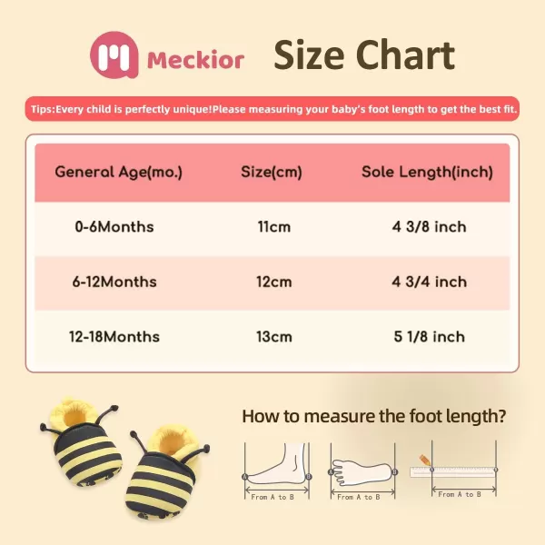 Meckior Save Beautiful Cute Cartoon Infant Unisex Baby Warm Cotton AntiSlip Soft Sole First Walkers ShoesA01Bee