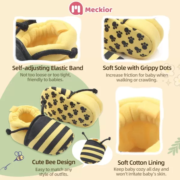 Meckior Save Beautiful Cute Cartoon Infant Unisex Baby Warm Cotton AntiSlip Soft Sole First Walkers ShoesA01Bee