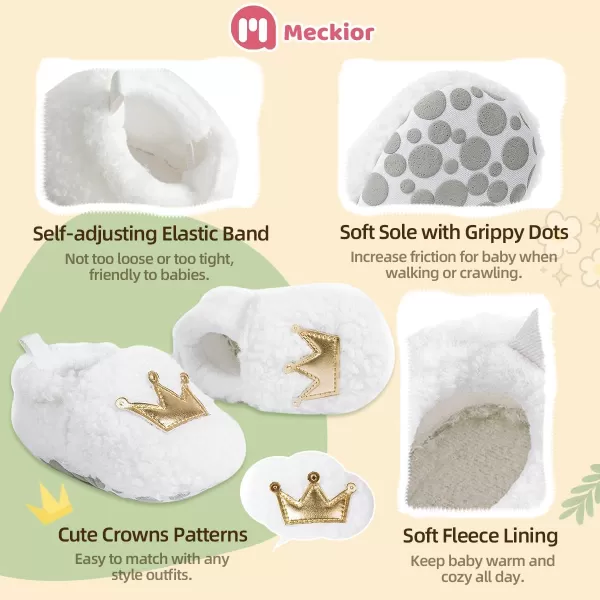 Meckior Save Beautiful Cute Cartoon Infant Unisex Baby Warm Cotton AntiSlip Soft Sole First Walkers ShoesA02White