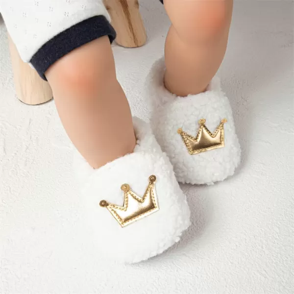 Meckior Save Beautiful Cute Cartoon Infant Unisex Baby Warm Cotton AntiSlip Soft Sole First Walkers ShoesA02White