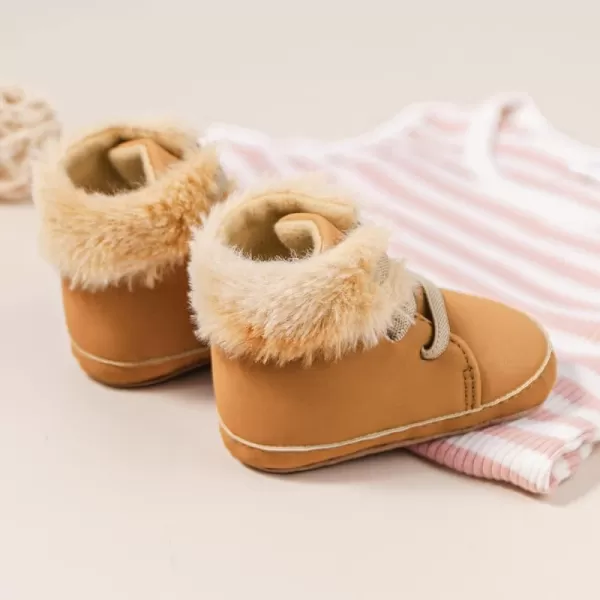 Meckior Toddler Baby Boys Girls High Tops Ankle Sneakers Soft AntiSlip Sole PU Leather Moccasins Infant Newborn Prewalker First Walking Crib ShoesA01Brown Winter New Style