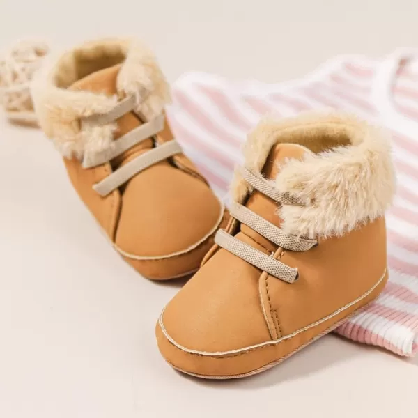 Meckior Toddler Baby Boys Girls High Tops Ankle Sneakers Soft AntiSlip Sole PU Leather Moccasins Infant Newborn Prewalker First Walking Crib ShoesA01Brown Winter New Style