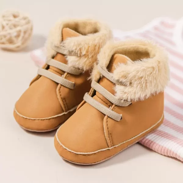 Meckior Toddler Baby Boys Girls High Tops Ankle Sneakers Soft AntiSlip Sole PU Leather Moccasins Infant Newborn Prewalker First Walking Crib ShoesA01Brown Winter New Style