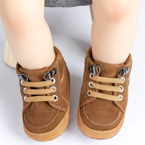 Meckior Toddler Baby Boys Girls High Tops Ankle Sneakers Soft AntiSlip Sole PU Leather Moccasins Infant Newborn Prewalker First Walking Crib ShoesA01Brown Moccasins