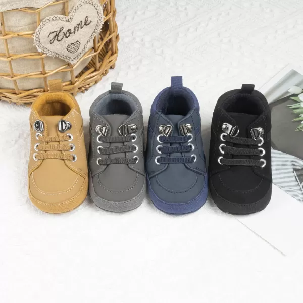Meckior Toddler Baby Boys Girls High Tops Ankle Sneakers Soft AntiSlip Sole PU Leather Moccasins Infant Newborn Prewalker First Walking Crib ShoesA02Deep Gray