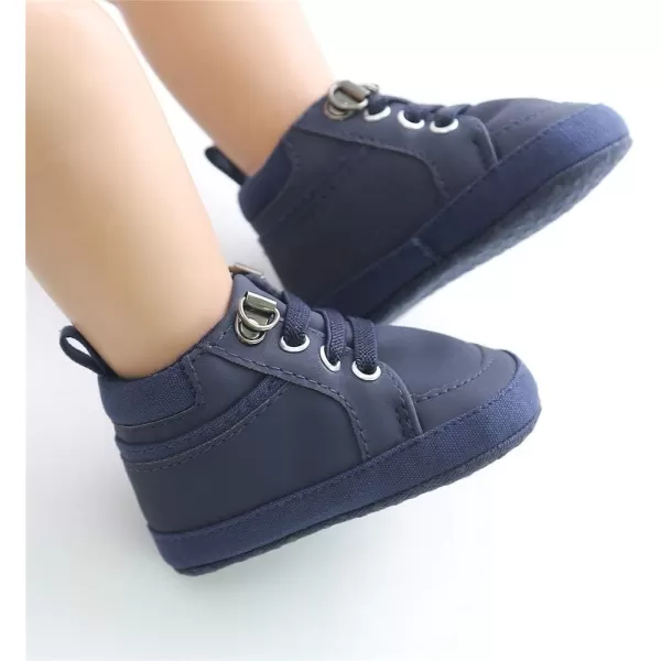 Meckior Toddler Baby Boys Girls High Tops Ankle Sneakers Soft AntiSlip Sole PU Leather Moccasins Infant Newborn Prewalker First Walking Crib ShoesA03Blue