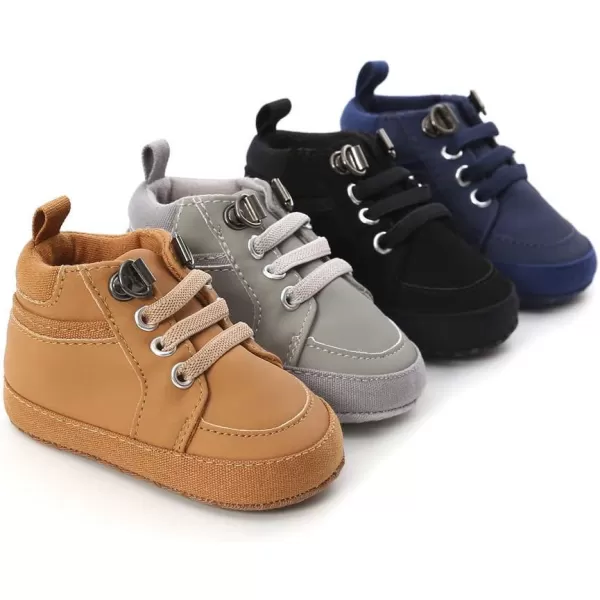 Meckior Toddler Baby Boys Girls High Tops Ankle Sneakers Soft AntiSlip Sole PU Leather Moccasins Infant Newborn Prewalker First Walking Crib ShoesA03Blue