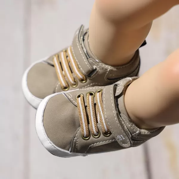 Meckior Toddler Baby Boys Girls High Tops Ankle Sneakers Soft AntiSlip Sole PU Leather Moccasins Infant Newborn Prewalker First Walking Crib ShoesA05Apricot