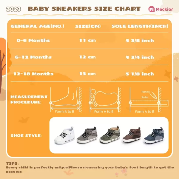 Meckior Toddler Baby Boys Girls High Tops Ankle Sneakers Soft AntiSlip Sole PU Leather Moccasins Infant Newborn Prewalker First Walking Crib ShoesA05Grey