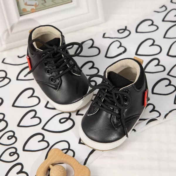 Meckior Toddler Baby Boys Girls High Tops Ankle Sneakers Soft AntiSlip Sole PU Leather Moccasins Infant Newborn Prewalker First Walking Crib ShoesA10Black