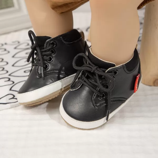 Meckior Toddler Baby Boys Girls High Tops Ankle Sneakers Soft AntiSlip Sole PU Leather Moccasins Infant Newborn Prewalker First Walking Crib ShoesA10Black