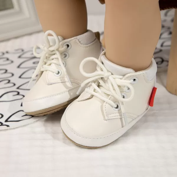 Meckior Toddler Baby Boys Girls High Tops Ankle Sneakers Soft AntiSlip Sole PU Leather Moccasins Infant Newborn Prewalker First Walking Crib ShoesA10White
