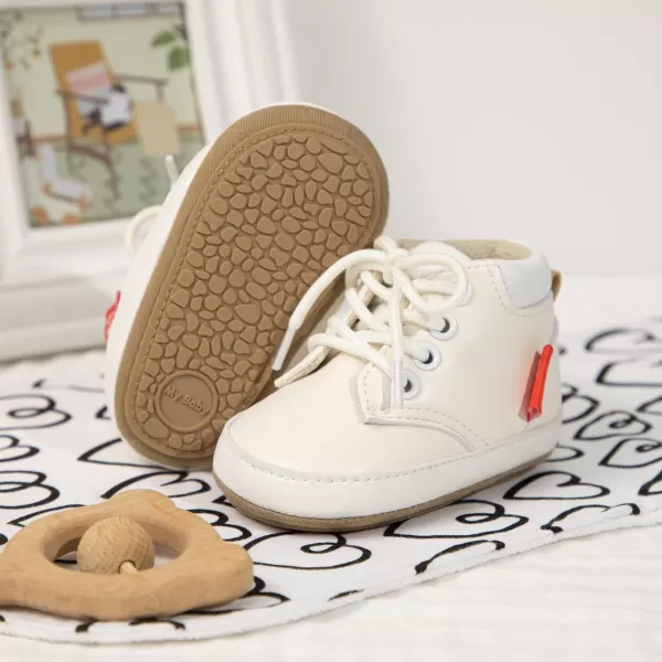 Meckior Toddler Baby Boys Girls High Tops Ankle Sneakers Soft AntiSlip Sole PU Leather Moccasins Infant Newborn Prewalker First Walking Crib ShoesA10White