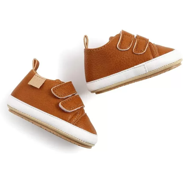 Meckior Toddler Baby Boys Girls High Tops Ankle Sneakers Soft AntiSlip Sole PU Leather Moccasins Infant Newborn Prewalker First Walking Crib ShoesA11Brown