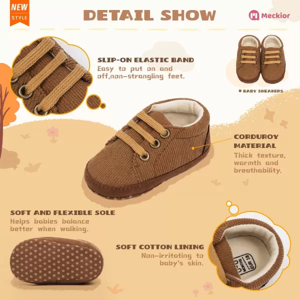 Meckior Toddler Baby Boys Girls High Tops Ankle Sneakers Soft AntiSlip Sole PU Leather Moccasins Infant Newborn Prewalker First Walking Crib ShoesA12Brown