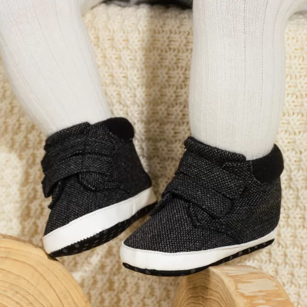 Meckior Toddler Baby Boys Girls High Tops Ankle Sneakers Soft AntiSlip Sole PU Leather Moccasins Infant Newborn Prewalker First Walking Crib ShoesA13Black