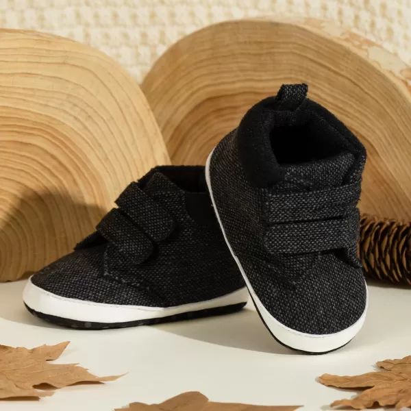 Meckior Toddler Baby Boys Girls High Tops Ankle Sneakers Soft AntiSlip Sole PU Leather Moccasins Infant Newborn Prewalker First Walking Crib ShoesA13Black