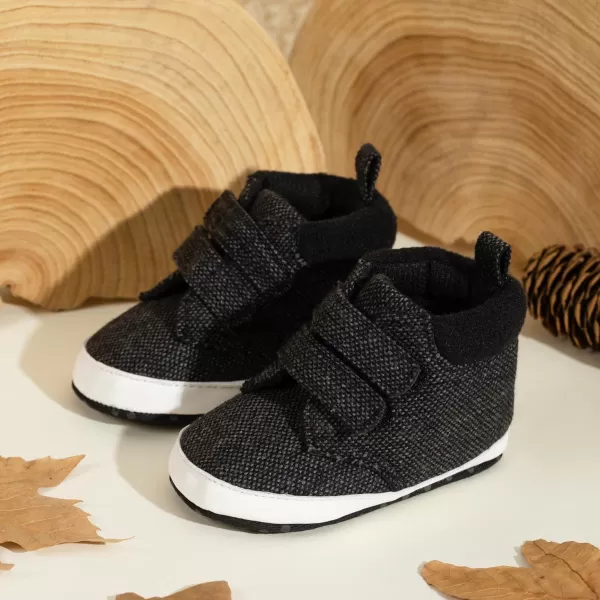 Meckior Toddler Baby Boys Girls High Tops Ankle Sneakers Soft AntiSlip Sole PU Leather Moccasins Infant Newborn Prewalker First Walking Crib ShoesA13Black