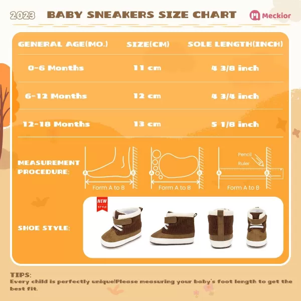 Meckior Toddler Baby Boys Girls High Tops Ankle Sneakers Soft AntiSlip Sole PU Leather Moccasins Infant Newborn Prewalker First Walking Crib ShoesA14Brown